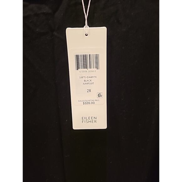 Eileen Fisher Black Fine Tencel Stretch Jersey Drawstring Jumpsuit Sz 2X New - Picture 5 of 8